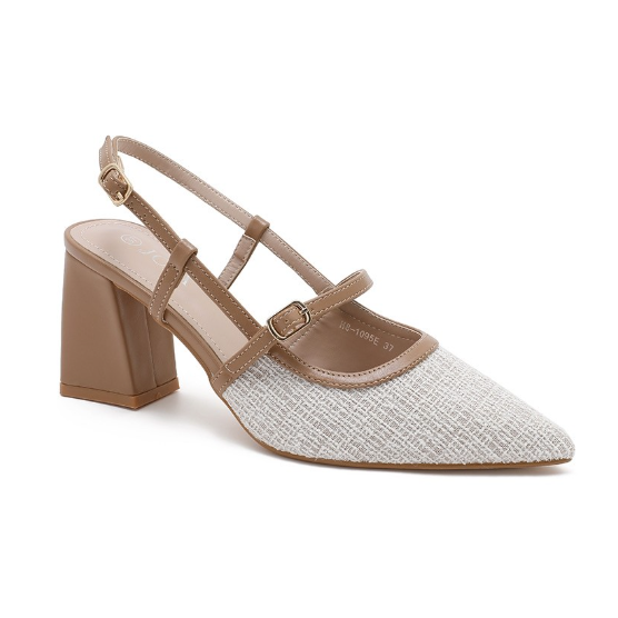 Escarpins Slingback Bicolores – L’Élégance Texturée - Kaki - taille 37 - vue 8