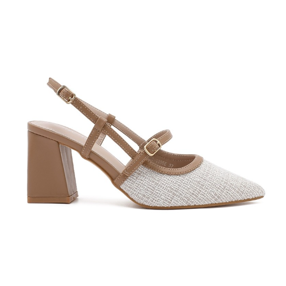 Escarpins Slingback Bicolores – L’Élégance Texturée - Kaki - taille 38 - vue 9