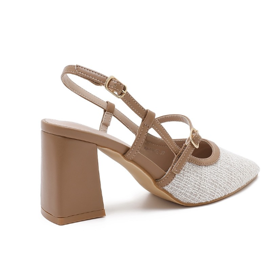Escarpins Slingback Bicolores – L’Élégance Texturée - Kaki - taille 39 - vue 10