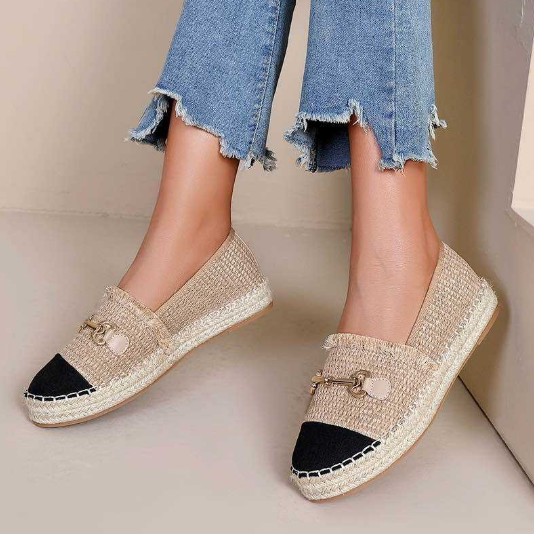 Espadrilles à bout noir et boucle - Beige - taille 36 - vue 7