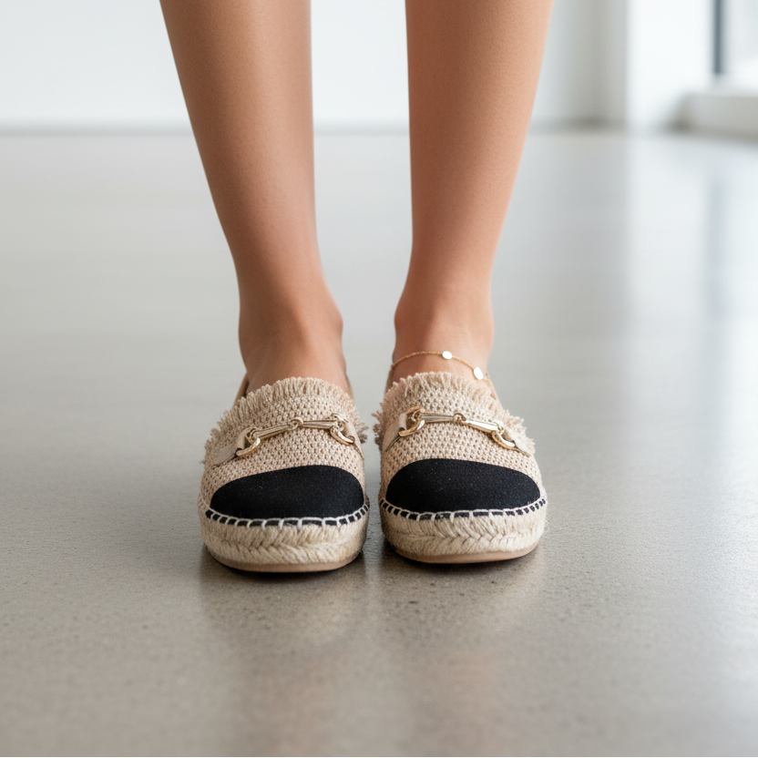 Espadrilles à bout noir et boucle - Beige - taille 37 - vue 8