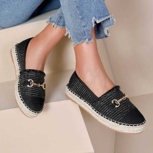 Espadrilles à bout noir et boucle - Beige - taille 38 - vue 9