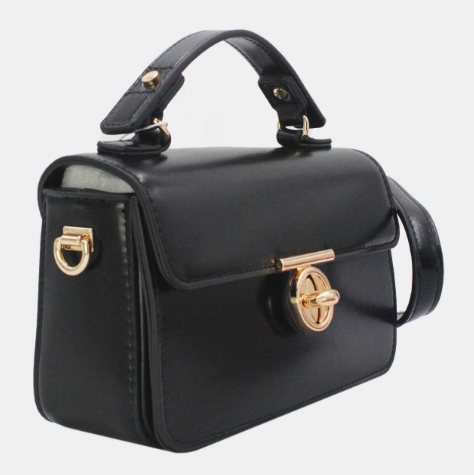 Sac à main avec une bandoulière amovible et une fermeture dorée - Camel - taille 41