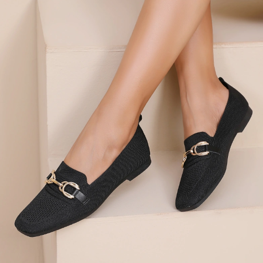 Mocassins en maille texturée et boucle métallique décoratif - Beige - taille 37 - vue 8