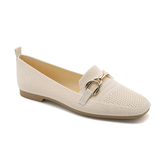 Mocassins en maille texturée et boucle métallique décoratif - Beige - taille 41 - vue 12