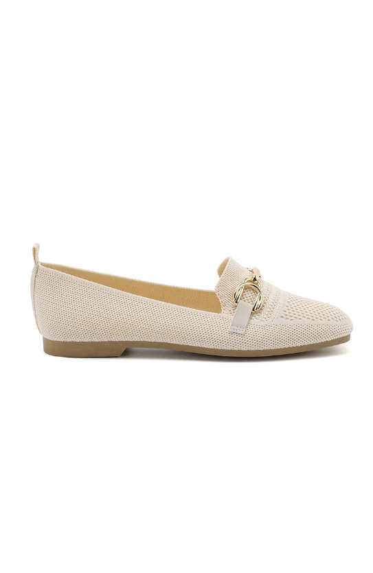 Mocassins en maille texturée et boucle métallique décoratif - Camel - taille 36 - vue 13