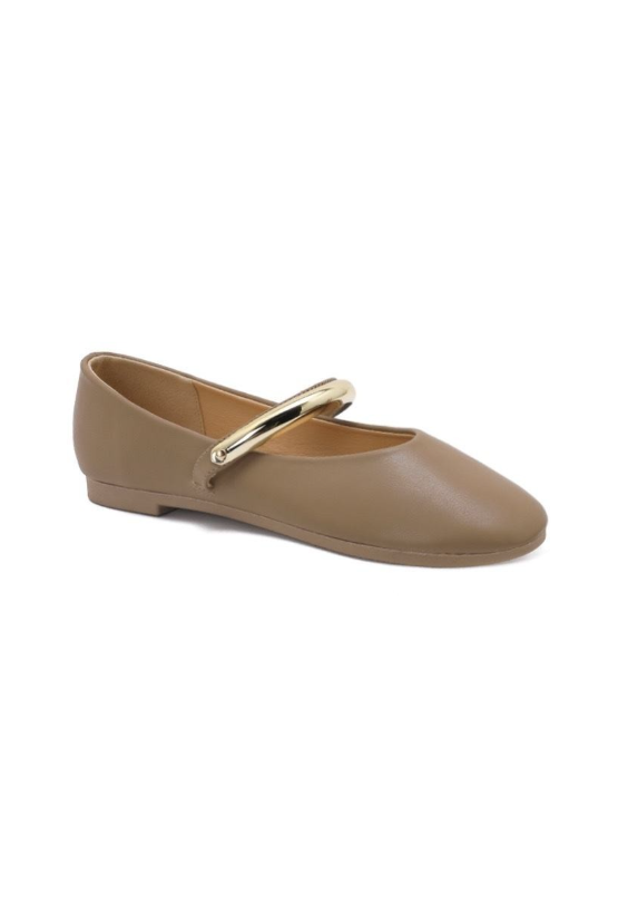 Ballerine à Bride Tubulaire Dorée - Noir - taille 40 - vue 5