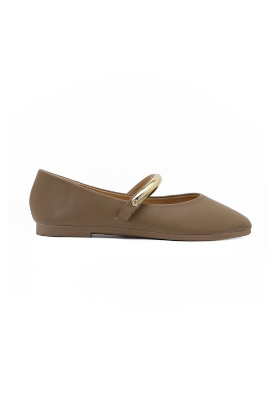 Ballerine à Bride Tubulaire Dorée - Noir - taille 41 - vue 6
