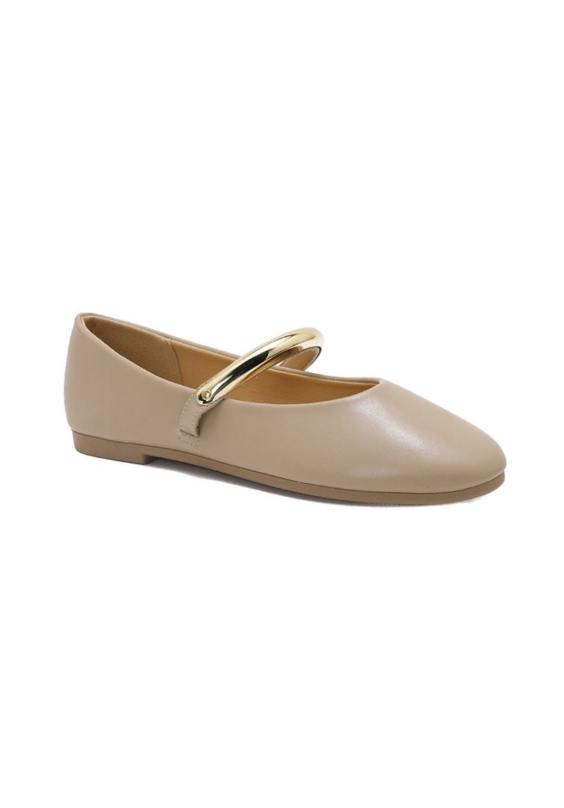 Ballerine à Bride Tubulaire Dorée - Camel - taille 36 - vue 13