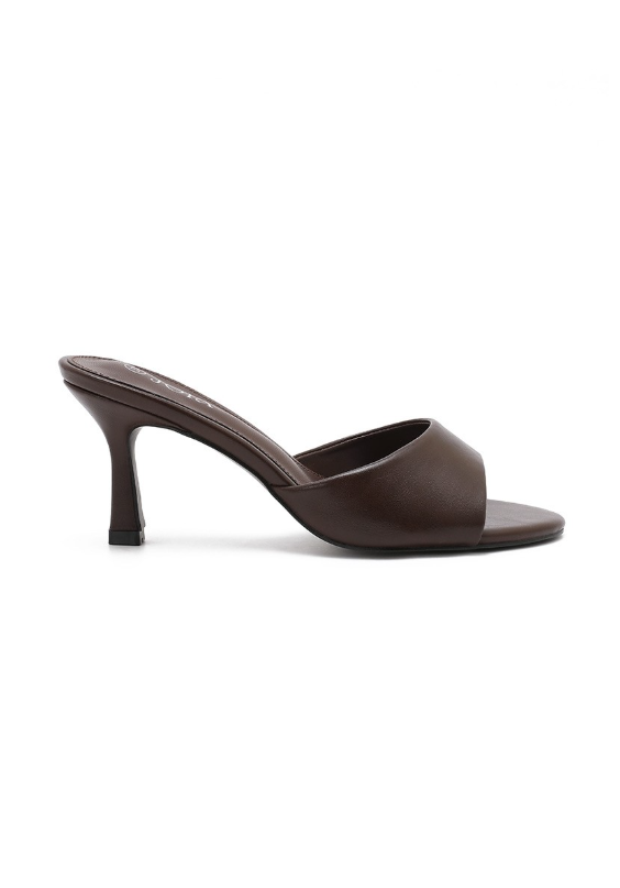 Sandales à talons simple avec bout ouvert et rond - Marron - taille 38 - vue 15