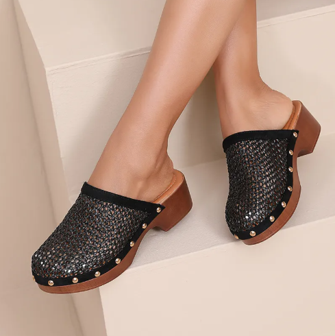 Sabots en Cuir Tressé - Noir - taille 36 - vue 1