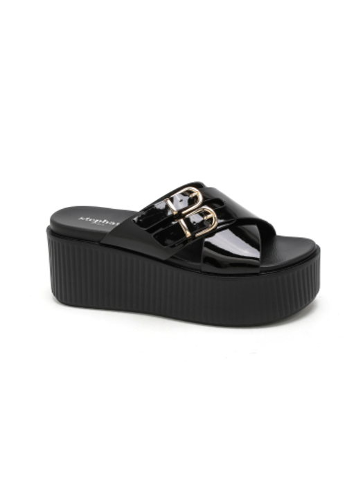 Sandales Compensées Vernies - Noir - taille 38 - vue 3