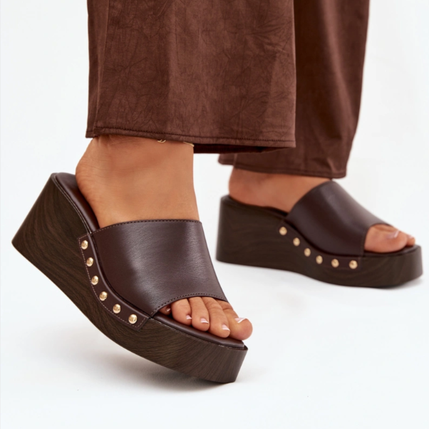 Sandale compensée à Plateforme - Camel - taille 38 - vue 9