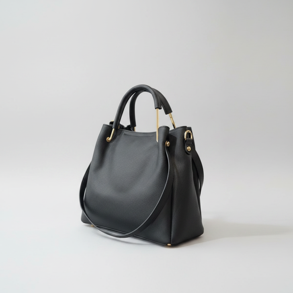 Sac Cabas Structuré Noir — Double Anse & Bandoulière - Noir