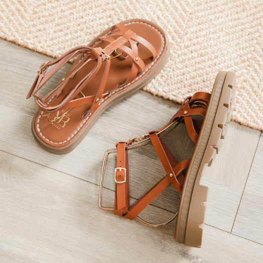 Sandales femme à brides multiples - Camel - taille 41 - vue 12