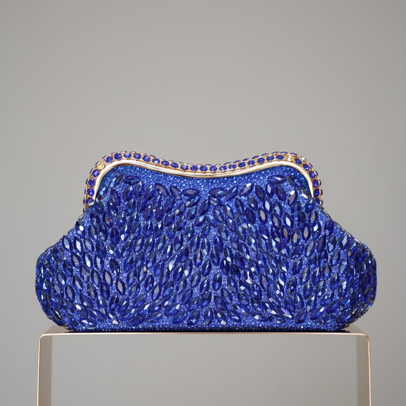 Pochette de Soirée Bijou à Cristaux - Bleu