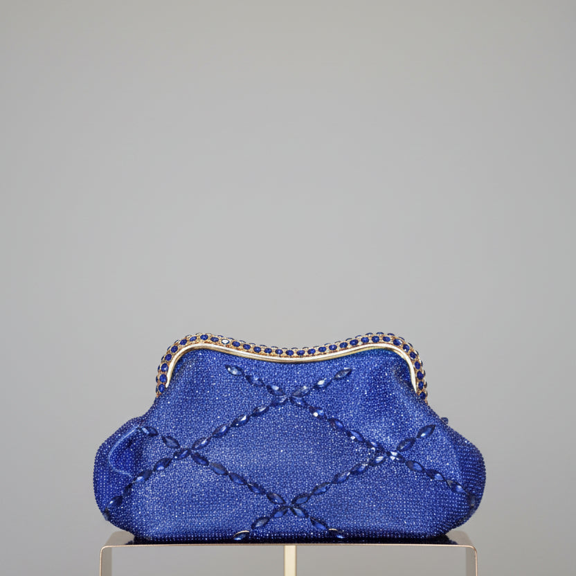 Pochette de Soirée Bijou à Cristaux - Bleu