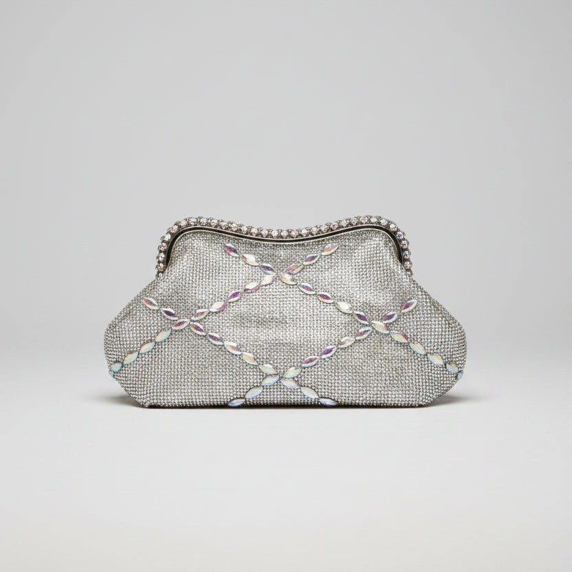 Pochette de Soirée Bijou à Cristaux - Bleu