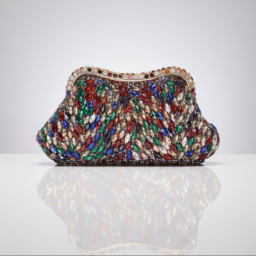 Pochette de Soirée Bijou à Cristaux - Bleu