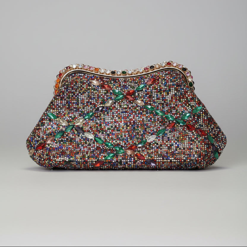 Pochette de Soirée Bijou à Cristaux - Bleu