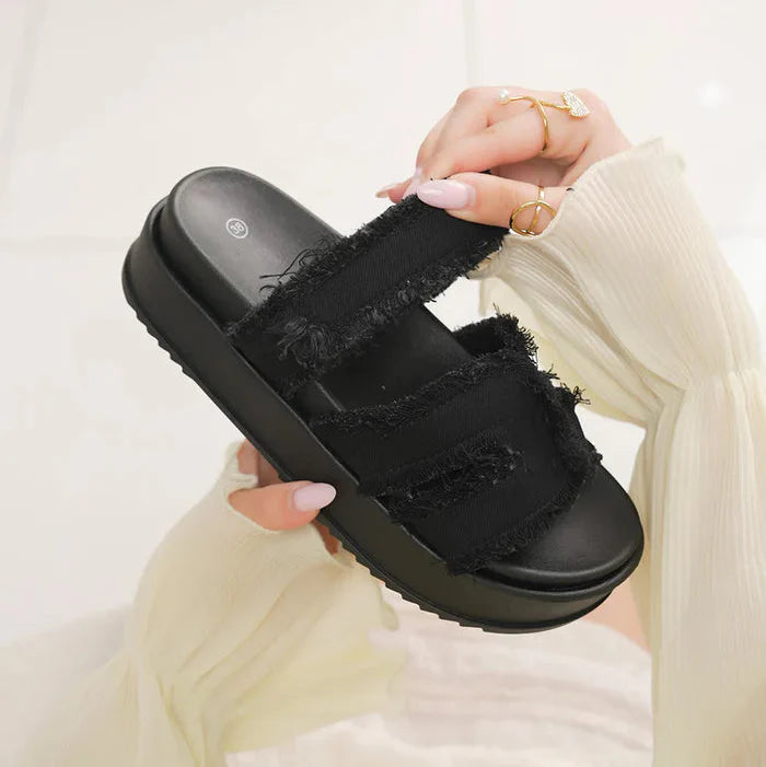 Sandales Plateformes "Frayed Edge" - Noir - taille 37 - vue 2