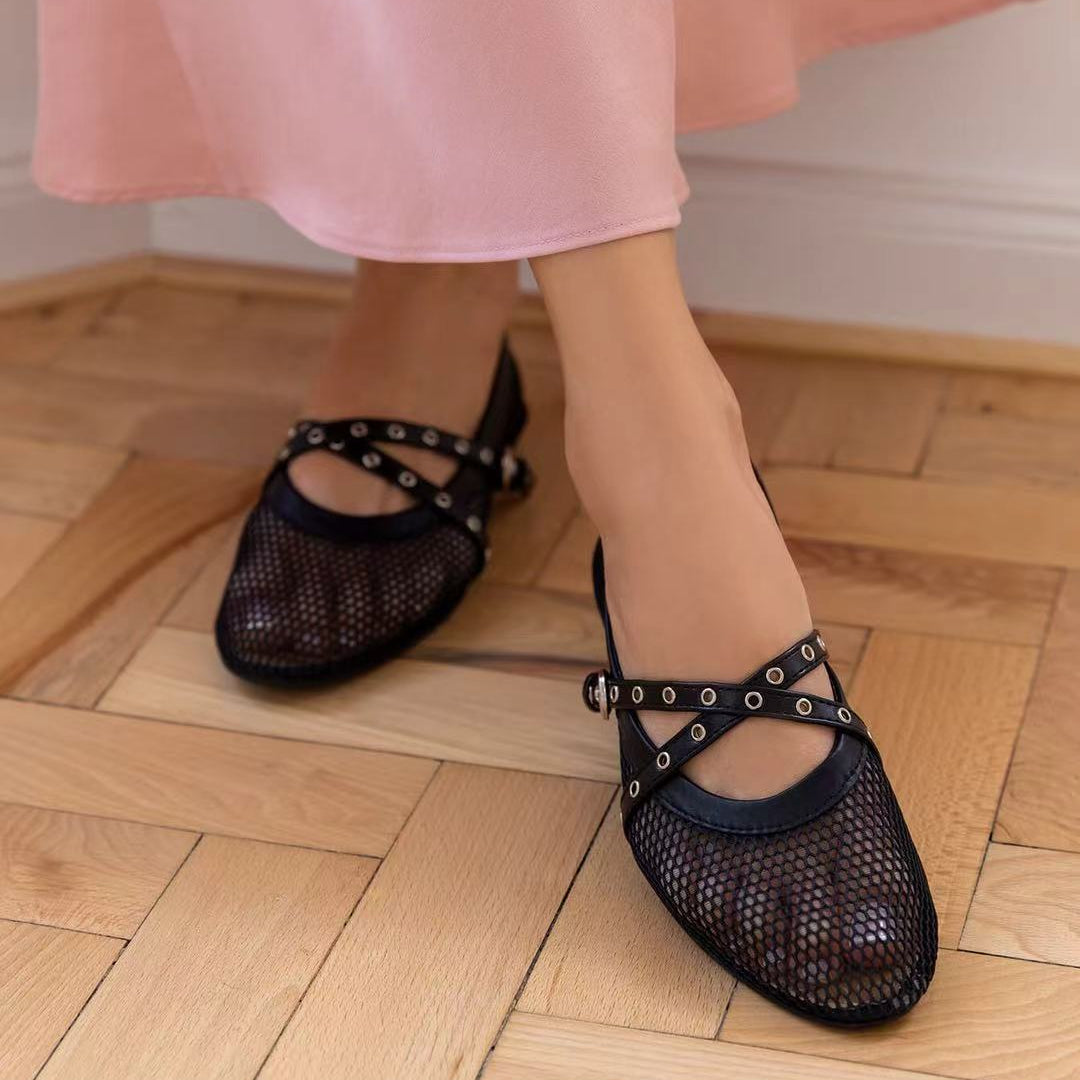 Ballerines en maille avec brides - Blanc - taille 40 - vue 17