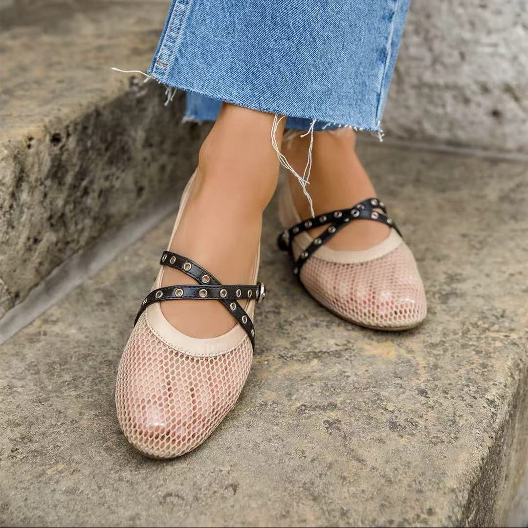 Ballerines en maille avec brides - Blanc - taille 37 - vue 14