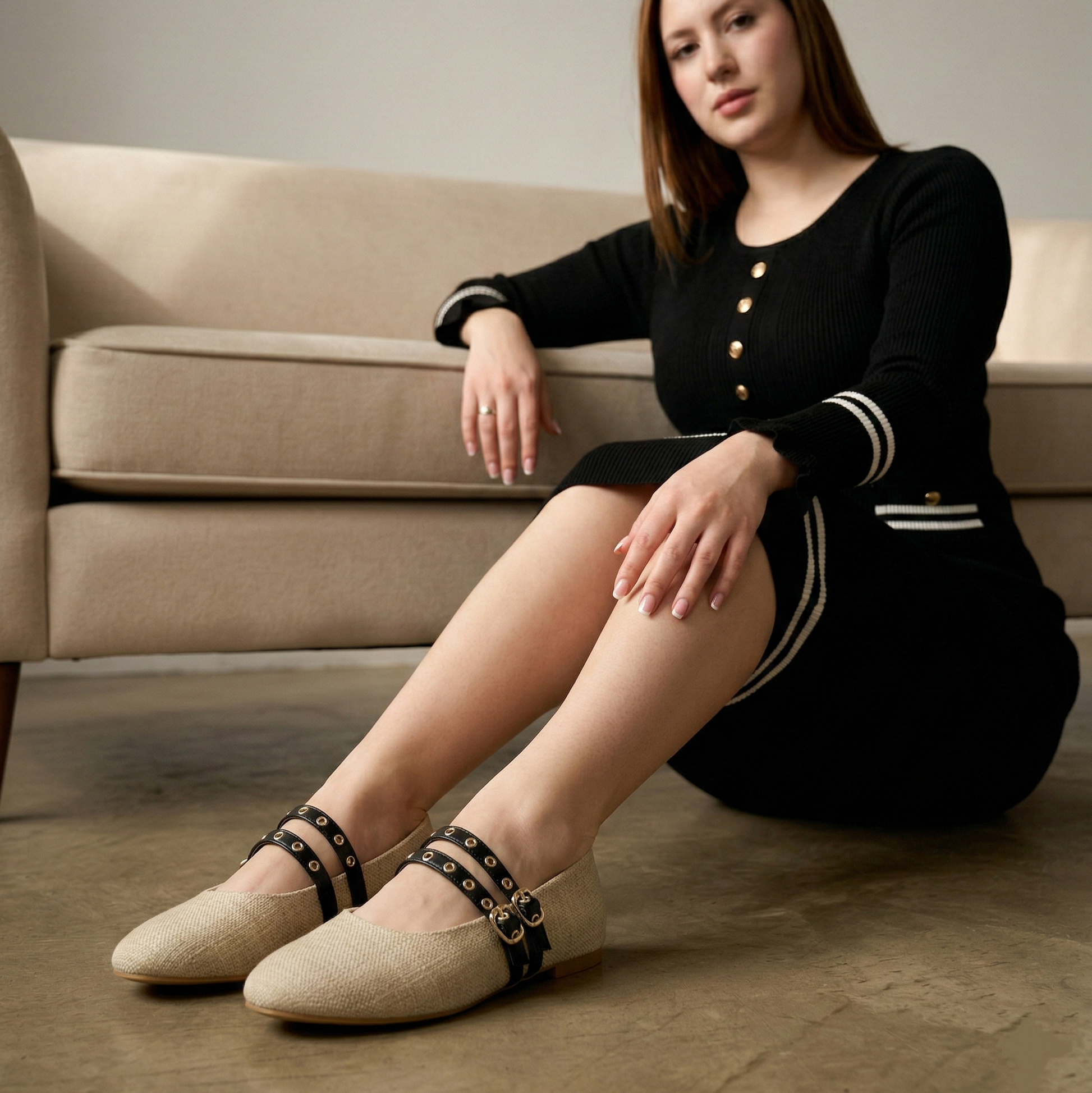 Ballerine à bride avec petites boucles - Noir - taille 37 - vue 2