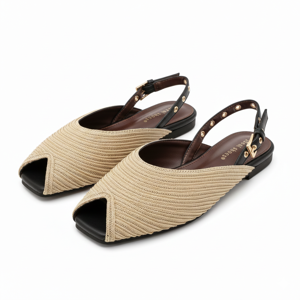 Ballerines ouvertes en raphia tressé - Noir - taille 39 - vue 4