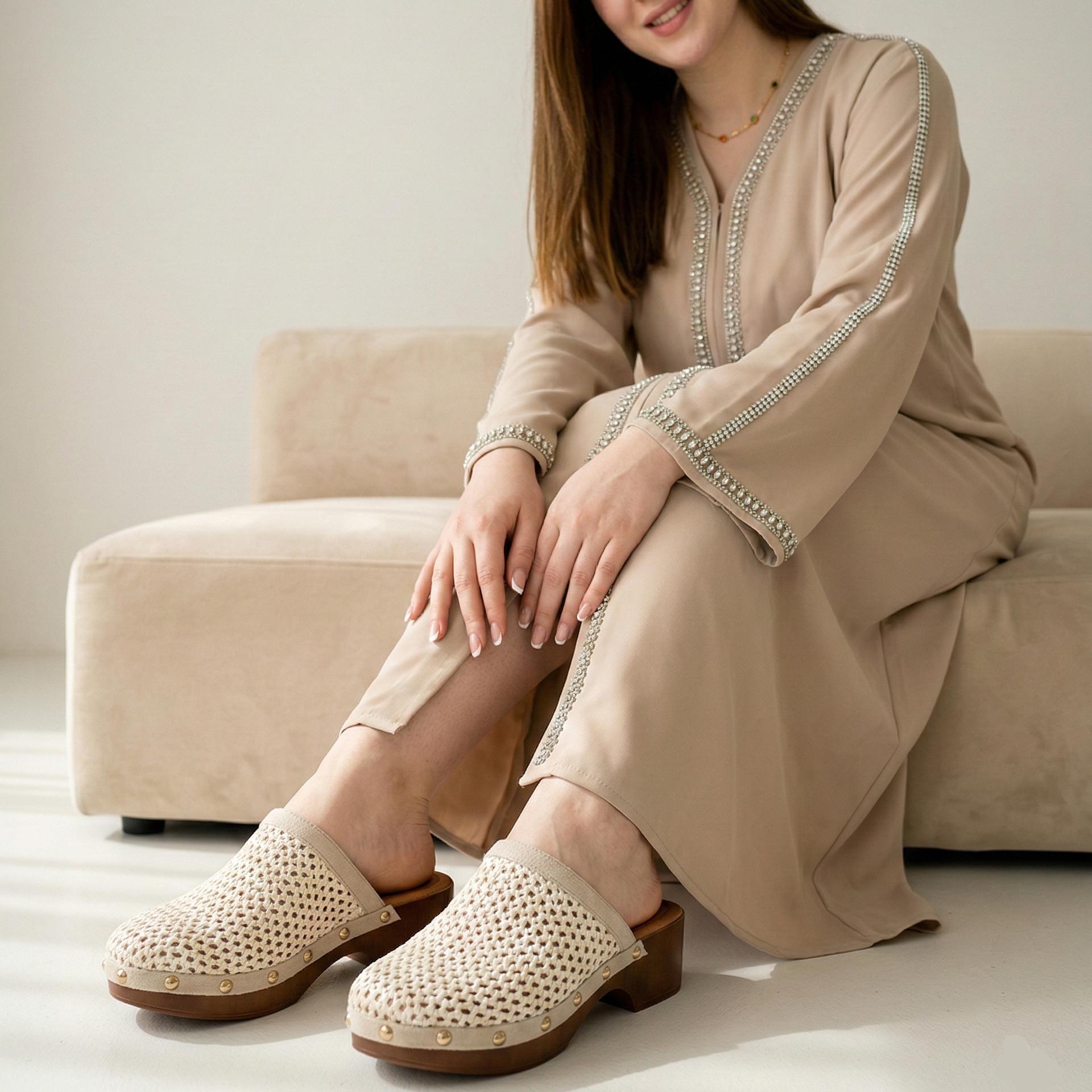 Sabots en Cuir Tressé - Beige - taille 39 - vue 10