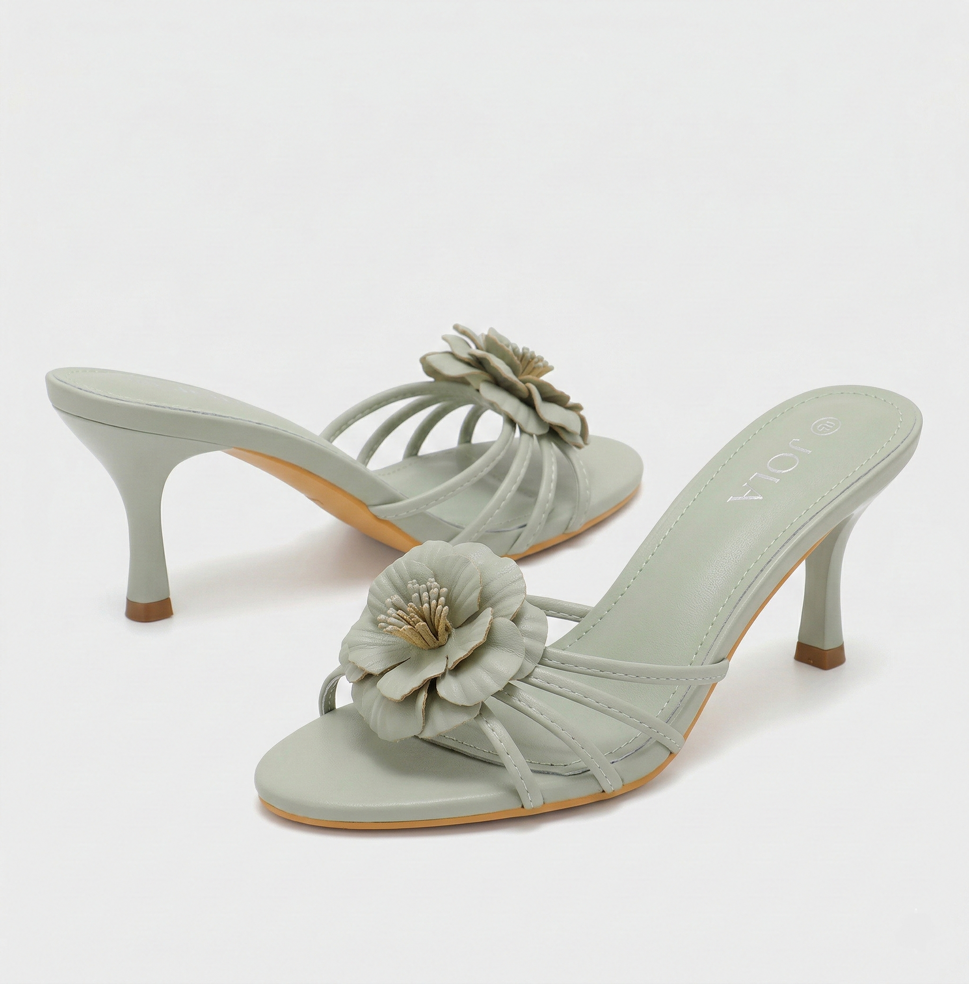 Sandale demi talon et à bride à fleur - Blanc - taille 37 - vue 8