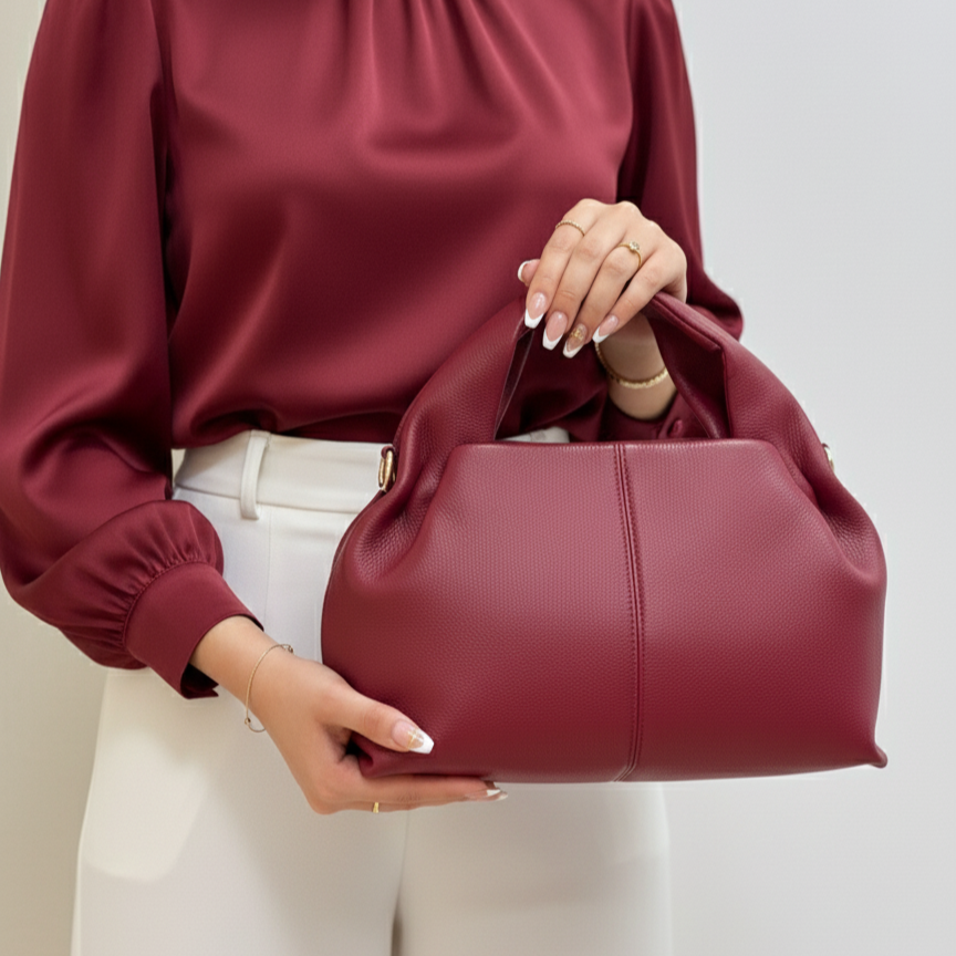 Sacs à bandoulière en Cuir à la mode pour femmes - Bordeaux - taille 41 - vue 2