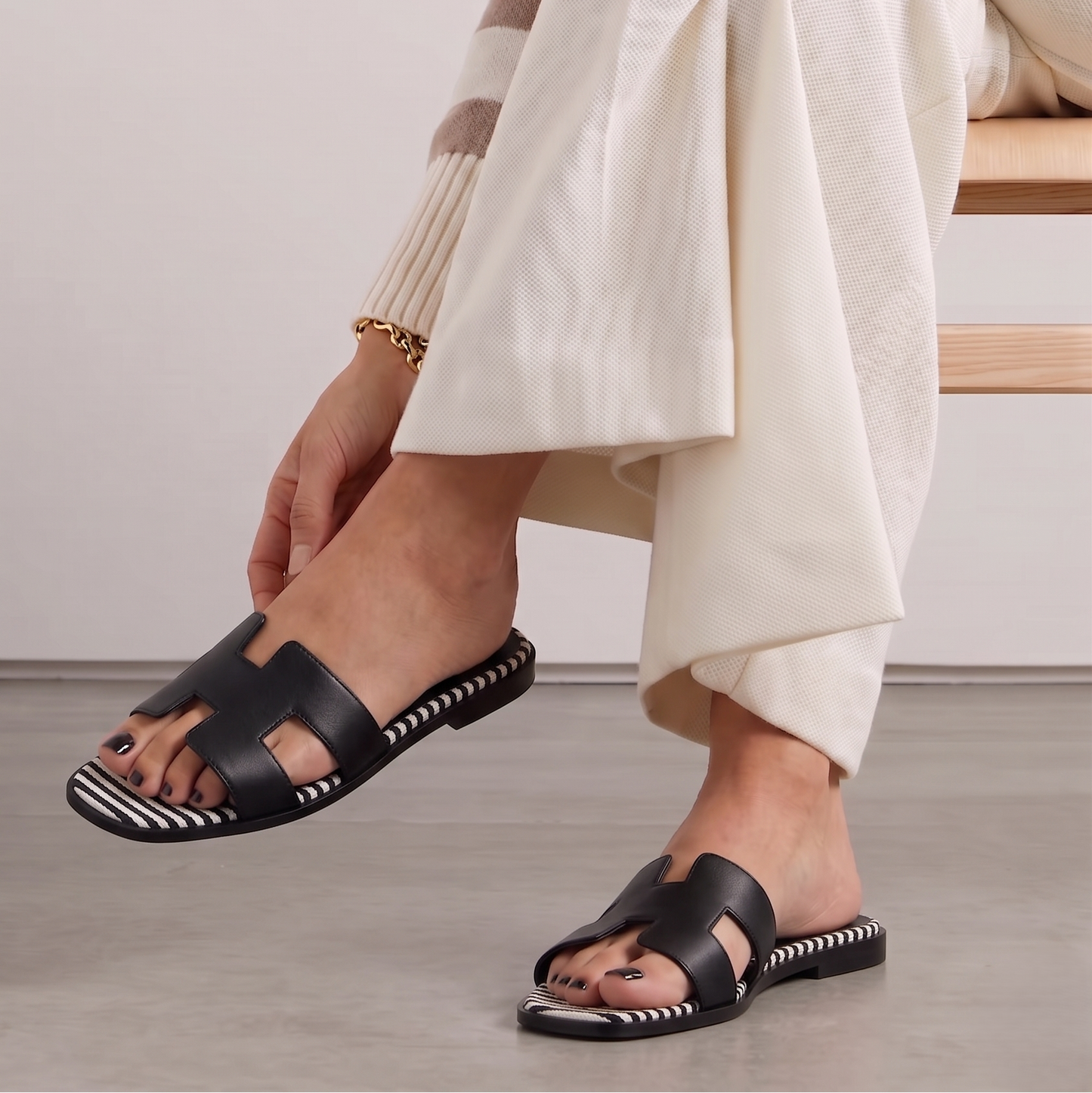 Mulle avec Bride Croisée Simple, Semelle Bicolore - Blanc - taille 38 - vue 9