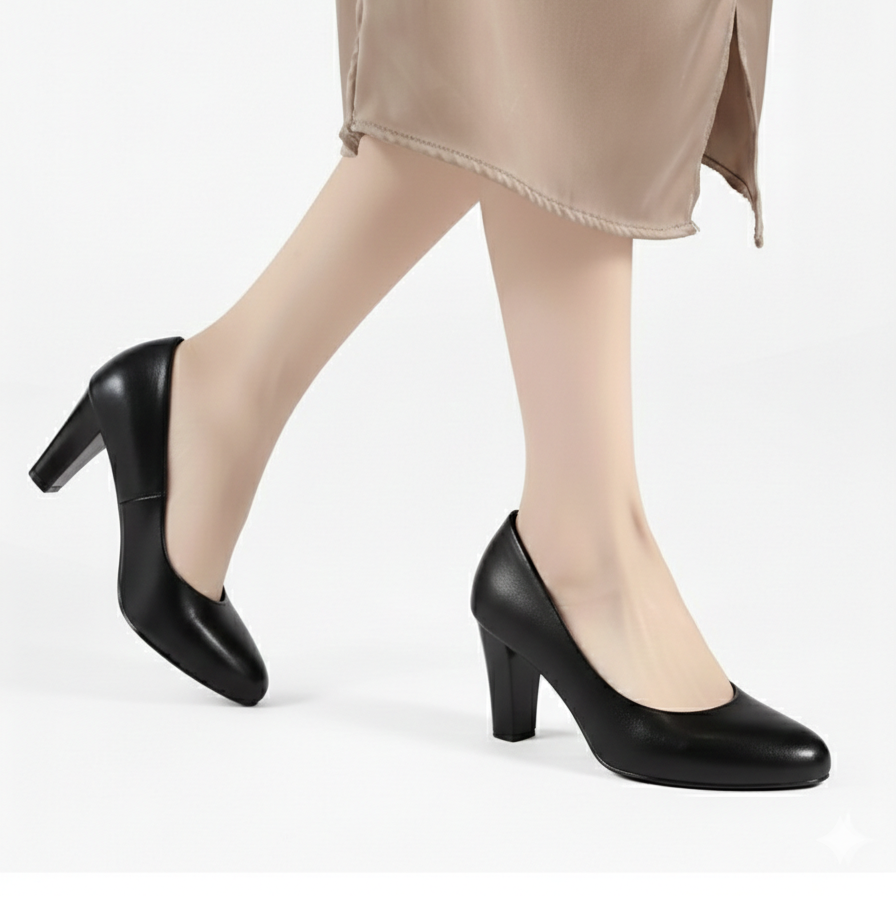Escarpins en cuir talons épais - Noir - taille 36 - vue 1