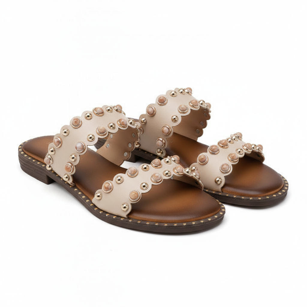 Sandales Sliders Ornées à Doubles Brides – Élégance Bohème - Noir - taille 39 - vue 4