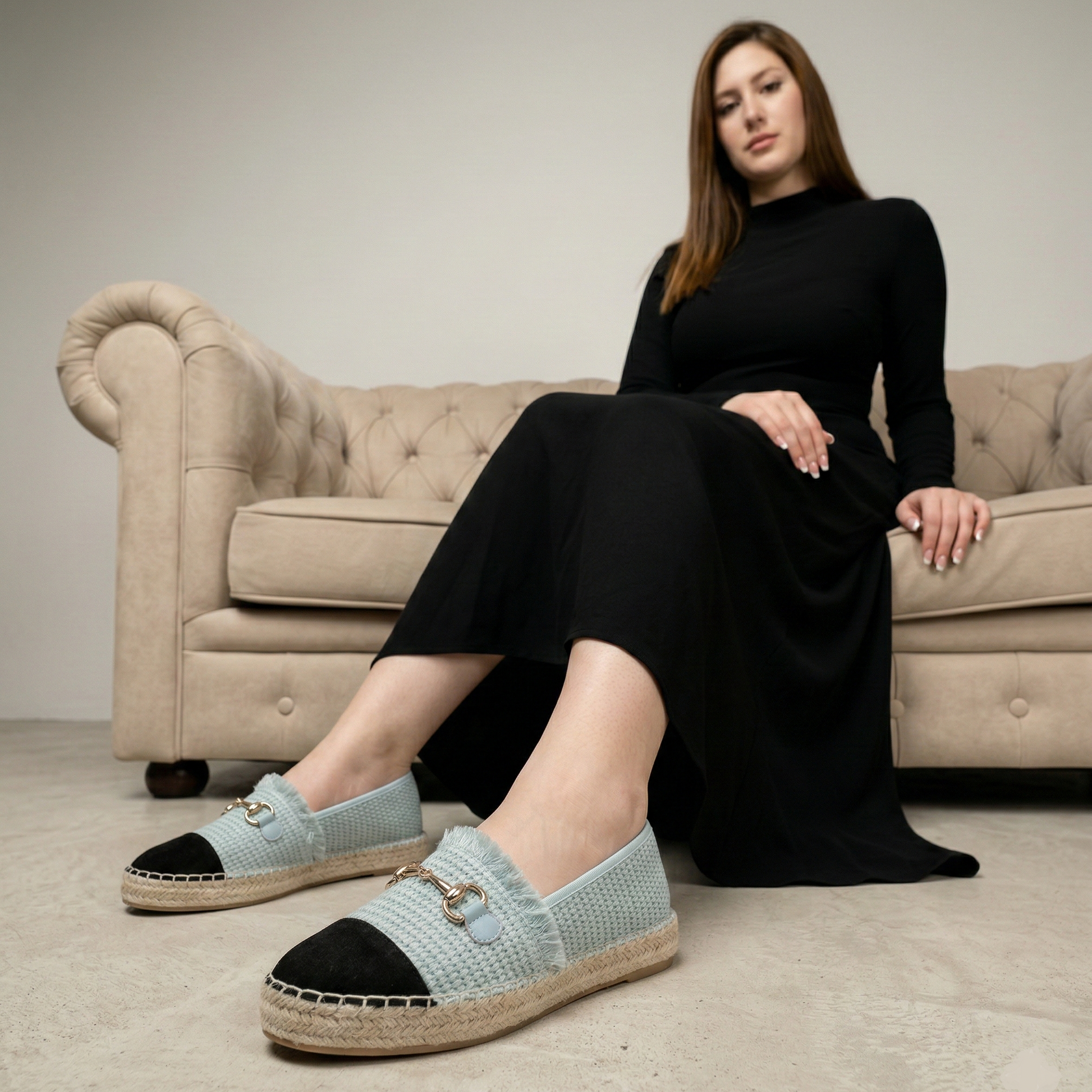 Espadrilles à bout noir et boucle - Noir - taille 37 - vue 2