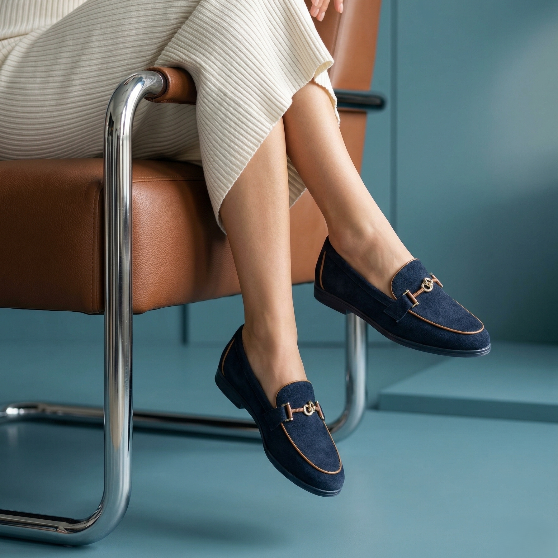 Classic Suede Loafer with Gold-Toned Bit Detail - Noir - taille 41 - vue 6