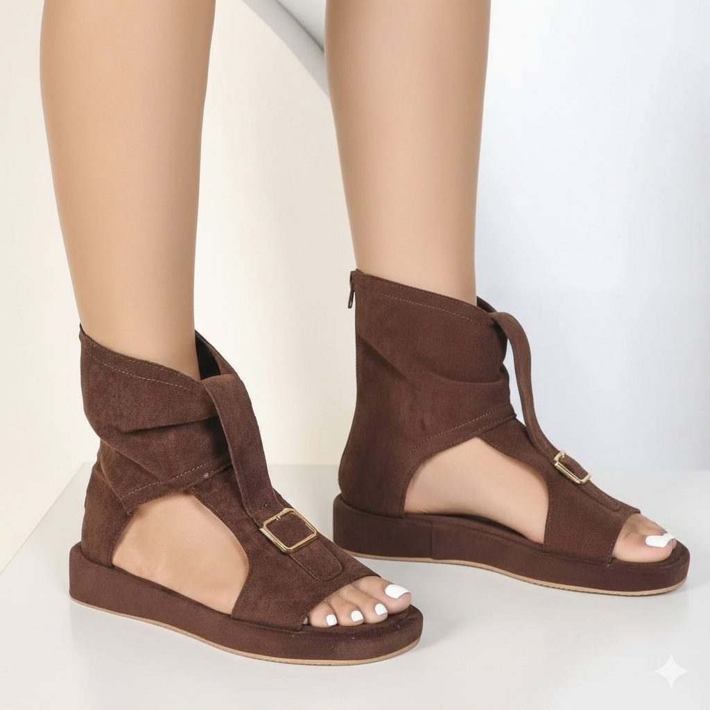 Sandales en daim avec une bride de cheville - Noir - taille 36 - vue 1
