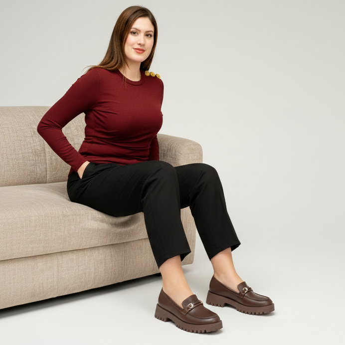 Mocassins avec détail doré - Marron - taille 39 - vue 16