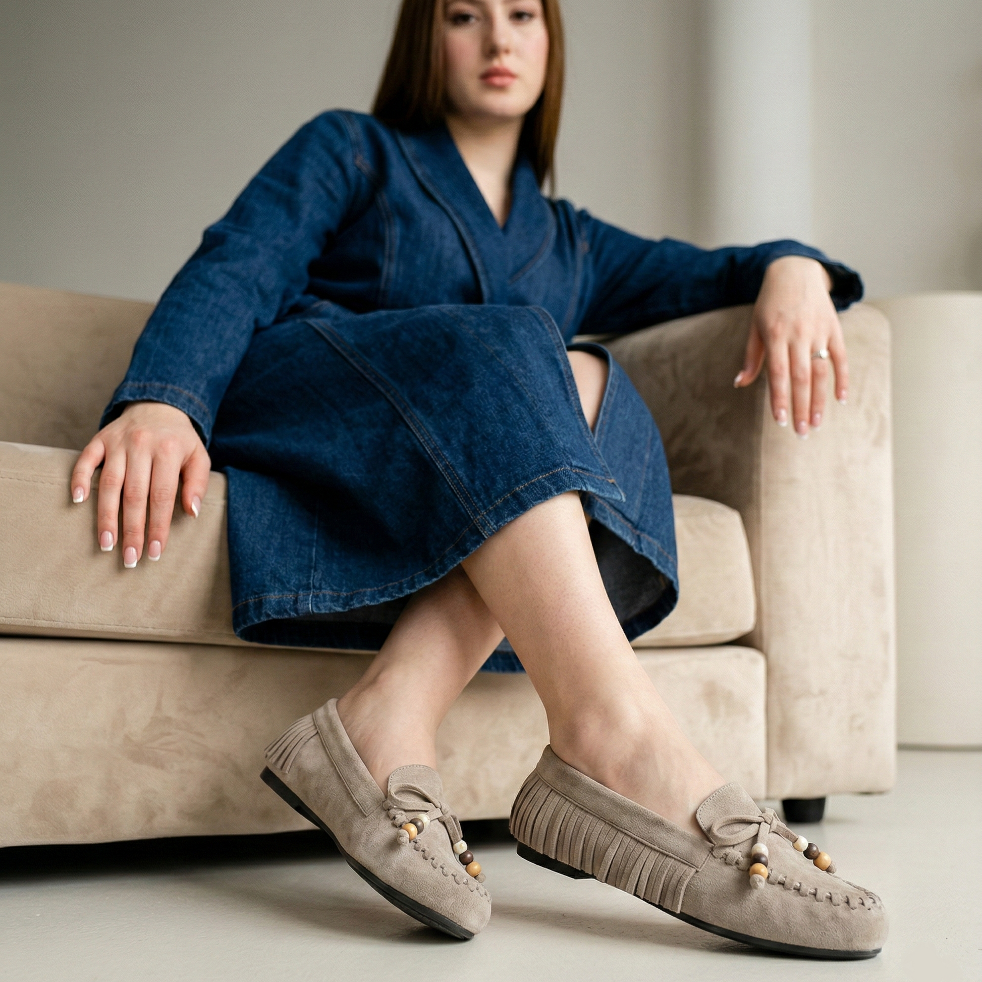 Mocassin à franges et noeud décoratif - Noir - taille 37 - vue 2