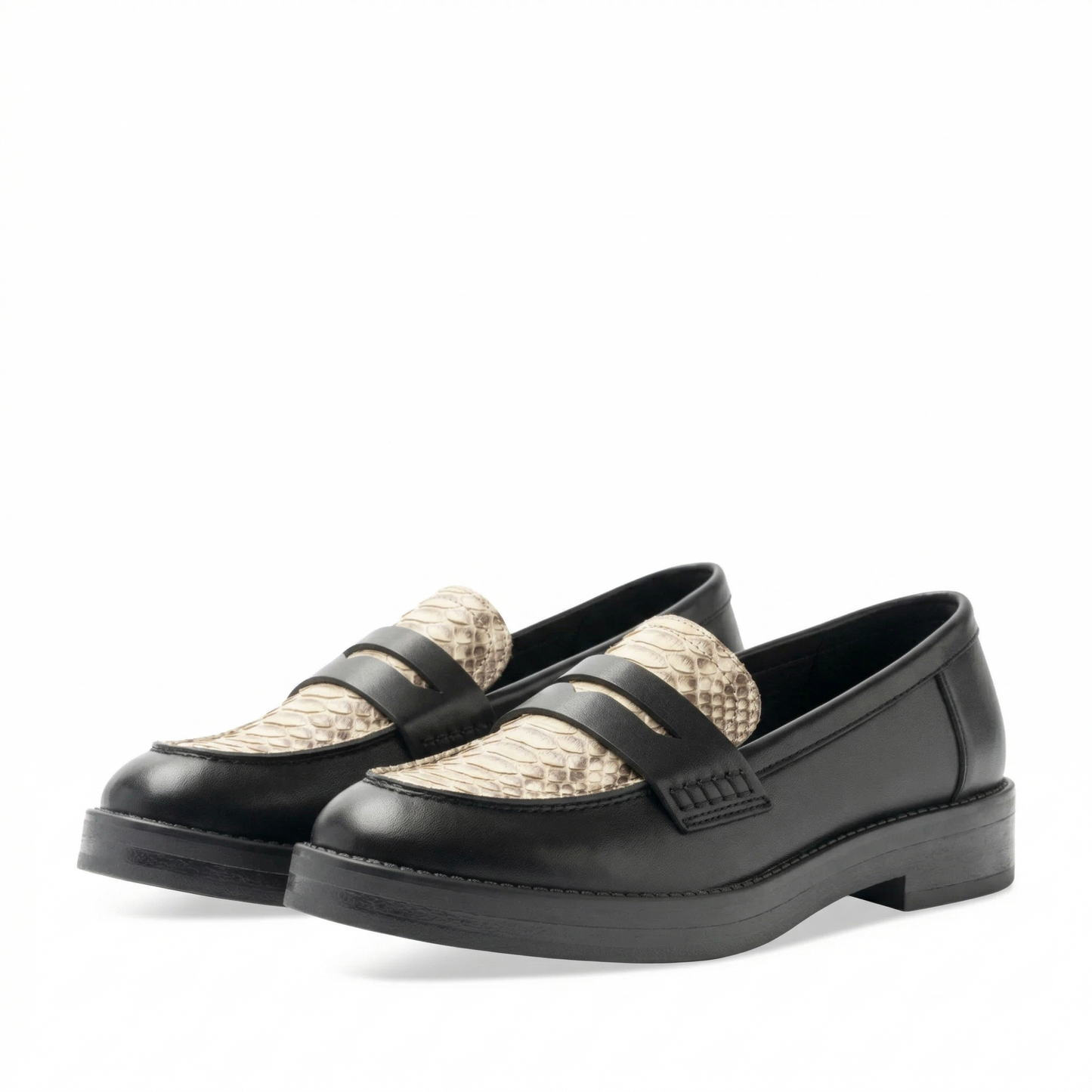 Mocassins Citadins à Empiècement Animalier - Noir Serpent - taille 40 - vue 5