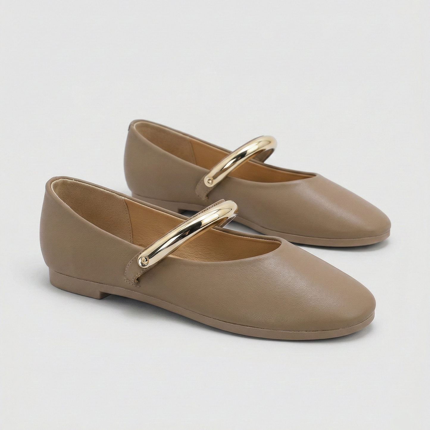 Ballerine à Bride Tubulaire Dorée - Noir - taille 38 - vue 3