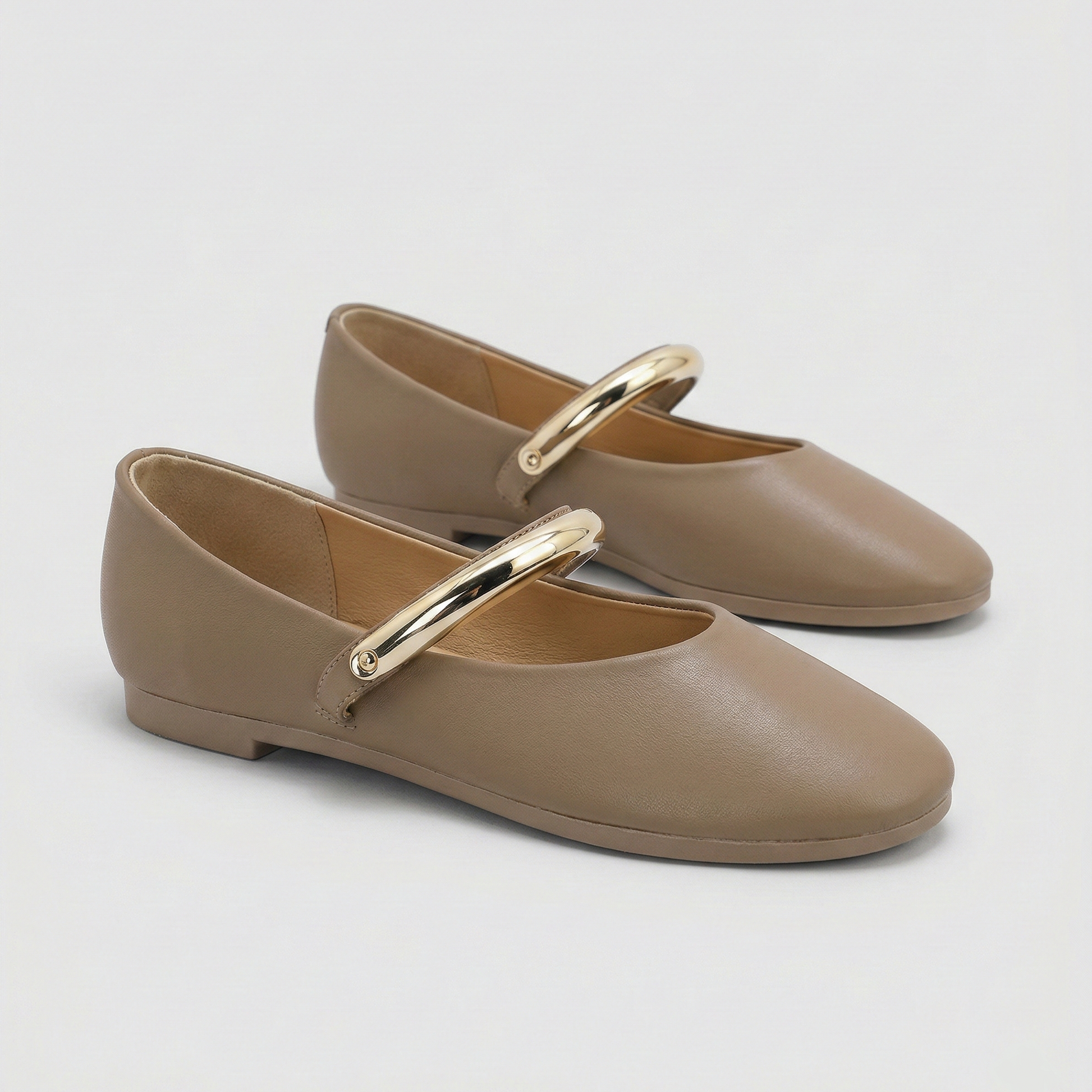 Ballerine à Bride Tubulaire Dorée - Noir - taille 38 - vue 3