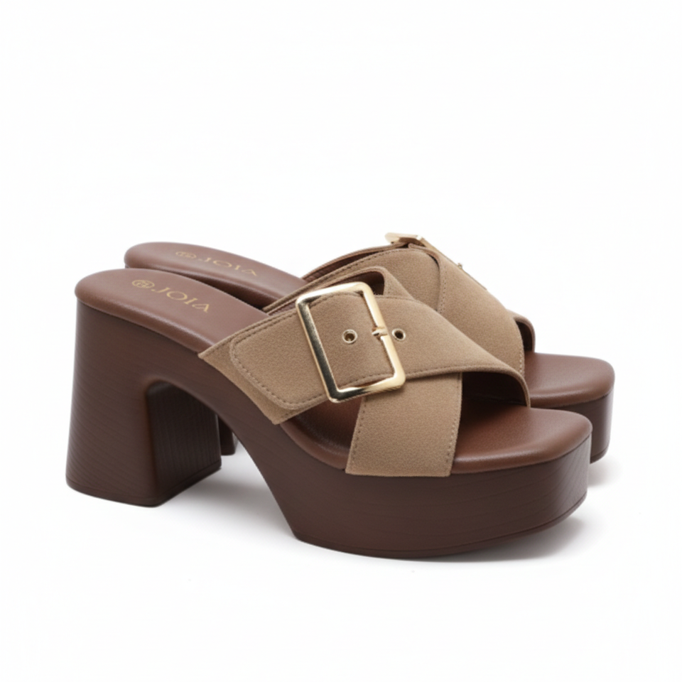 Sandale à demi talon et bride croisée - Noir - taille 38 - vue 3