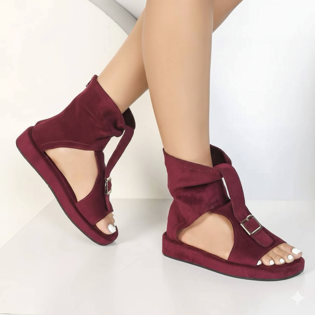 Sandales en daim avec une bride de cheville - Kaki - taille 38 - vue 9