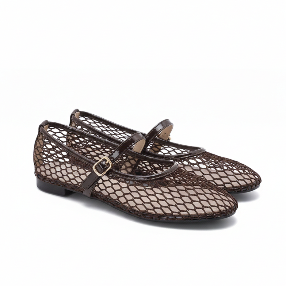Ballerine ajourée en filet - Noir - taille 38 - vue 3