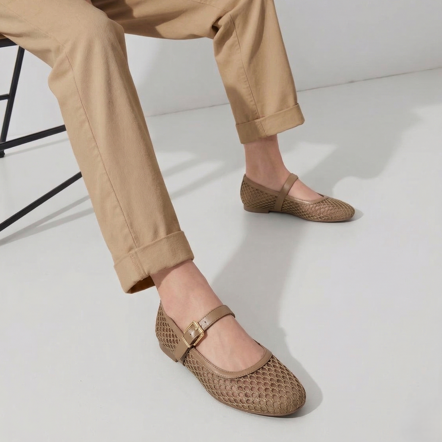 Ballerines Mary Jane en Résille - Beige - taille 37 - vue 2