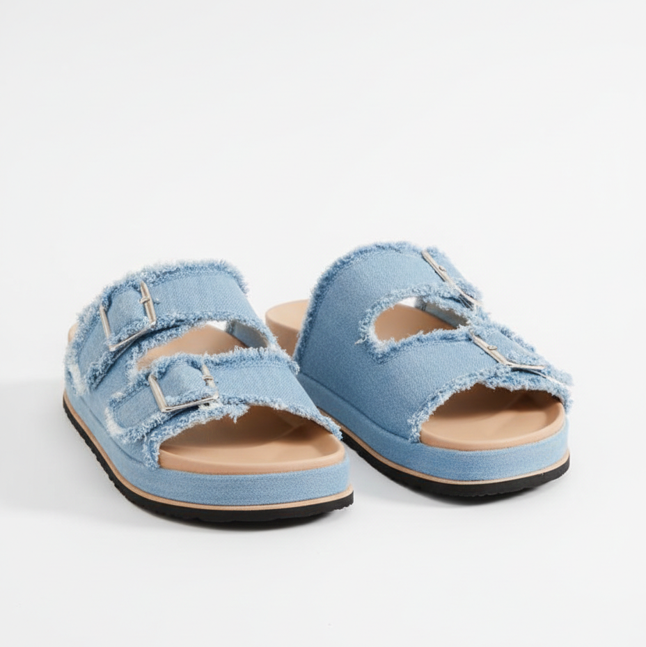 Sandales à doubles brides effilochées - Noir - taille 41 - vue 6