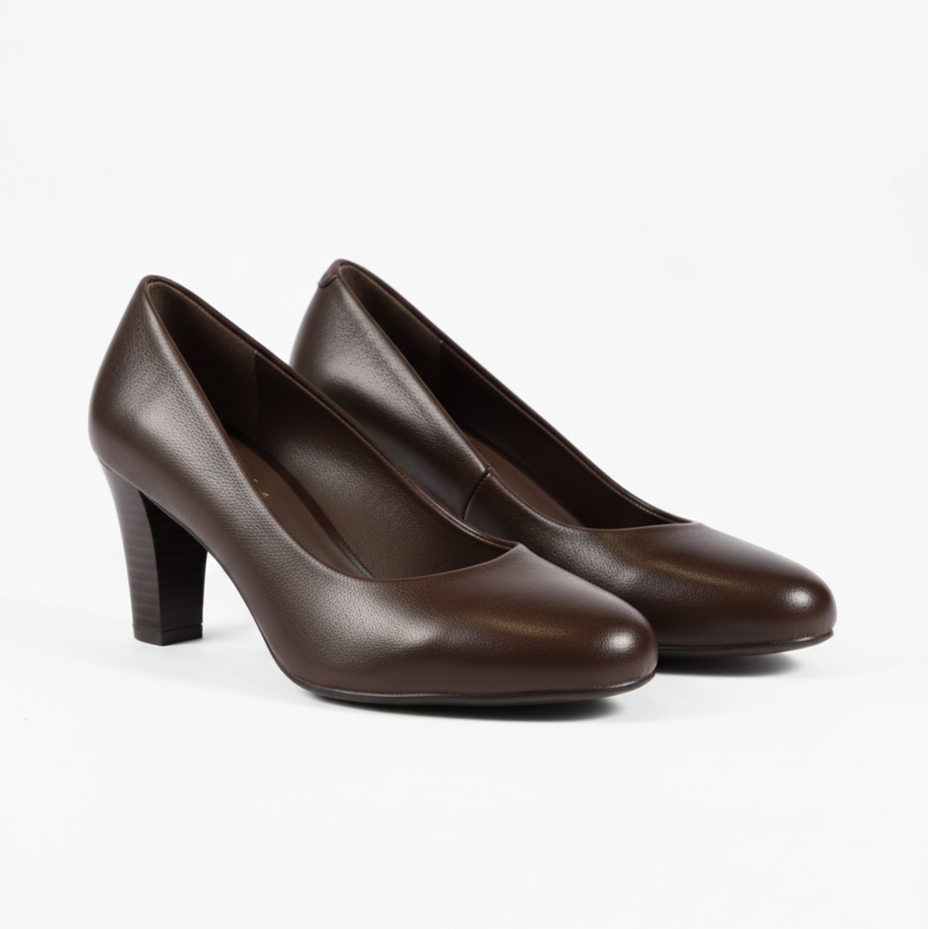 Escarpins en cuir talons épais - Noir - taille 38 - vue 3