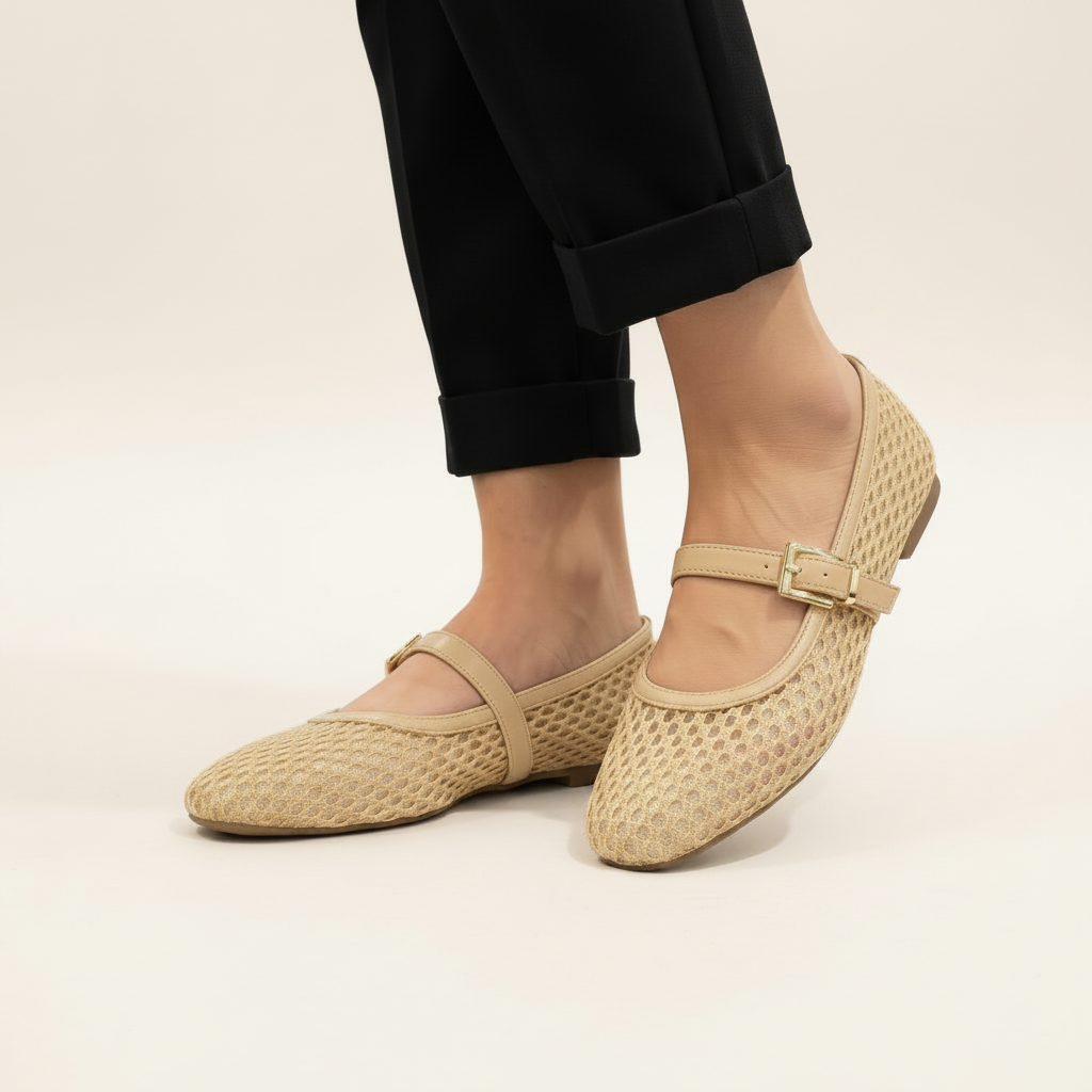 Ballerines Mary Jane en Résille - Beige - taille 36 - vue 1